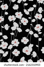 diseño textil con patrón de flor de silueta 