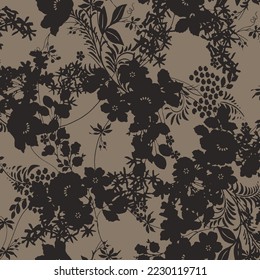 textile design with silhouette flower pattern image