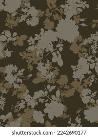 textile design with silhouette flower pattern image