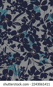 textile design with silhouette flower pattern image