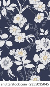 textile design with silhouette flowers pattern image