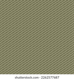Textile design with slanted waved stripes, made in green and gray tones. Twill fabric texture. Abstract vector.