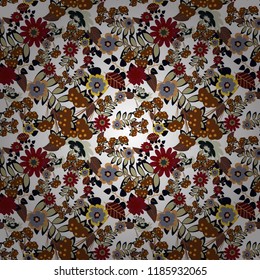 Textile design texture. Seamless pattern abstract background. Ethnic tracery for print on textile. With saturated shapes in blue, red and gray colors.