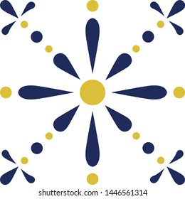 textile design tile flower blue yellow diagonal vector eps portuguese tile