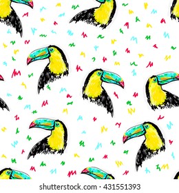 Textile Design toucan seamless, Exotic bird, toucan illustration seamless, design pattern