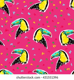 Textile Design toucan seamless, Exotic bird, toucan illustration seamless, design pattern