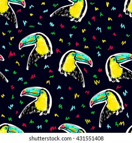 Textile Design toucan seamless, Exotic bird, toucan illustration seamless, design pattern