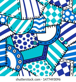 Textile designed pattern. Colorful mosaic texture. Vector seamless illustration.
