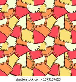 Textile designed pattern. Colorful mosaic texture. Vector seamless illustration.