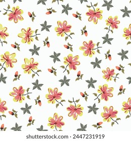 textile design,smalls flower leaves abstract pattern allover repeats seamless pastel color ,fabric wrapper print ,spring summer