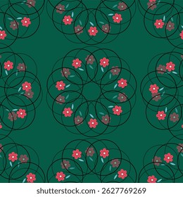 textile digital artwork flowers and leaf