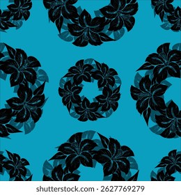 Textil digital ilustración flores y hojas