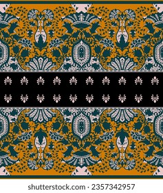 Textile Digital Baroque Border Motif Design Illustration Artwork for textile print For Digital painting.Design for cover, fabric, textile, wrapping paper Abstract vintage wallpapers and gift card etc.