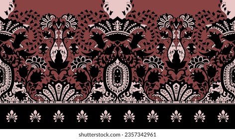 Textile Digital Baroque Border Motif Design Illustration Artwork for textile print For Digital painting.Design for cover, fabric, textile, wrapping paper Abstract vintage wallpapers and gift card etc.