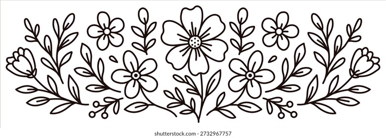 Ramo botánico digital textil de flores para la impresión de la tela
