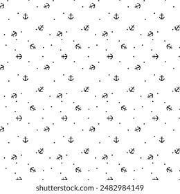 Textile Digital Design Fabric Print Wallpaper Stock shirt design,Seamless pattern with anchor icons over dark background. Nautical symbol, vector 