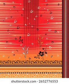 Um desenho digital têxtil artesanal arte abstrata estilo vintage tradicional tatuador paredes texturizadas motivo gramíneas ornamentais e mulheres Indiana bordas padrão clássico conjunto de papéis de parede damasco 