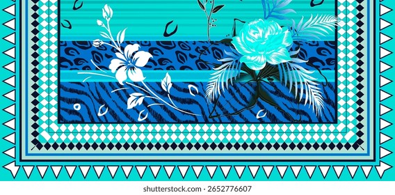 Um desenho digital têxtil artesanal arte abstrata estilo vintage tradicional tatuador paredes texturizadas motivo gramíneas ornamentais e mulheres Indiana bordas padrão clássico conjunto de papéis de parede damasco 