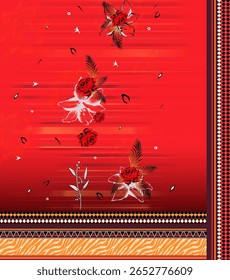 Um desenho digital têxtil artesanal arte abstrata estilo vintage tradicional tatuador paredes texturizadas motivo gramíneas ornamentais e mulheres Indiana bordas padrão clássico conjunto de papéis de parede damasco 