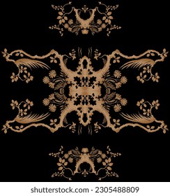 Textile digital design motif handmade drown artwork luxury ornament 