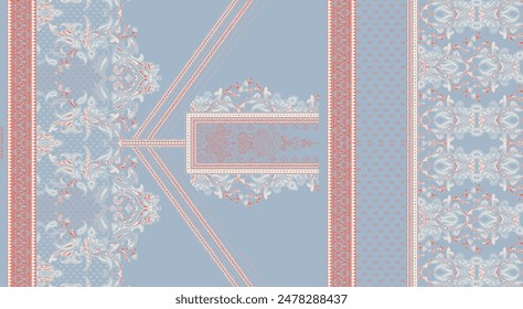 Textile digital design motif pattern décor hand made artwork for women cloth front back and dupatta print elements of frame gift card wallpaper border abstract baroque ornament paisley rugs ethnic etc