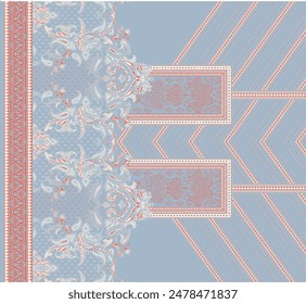 Textile digital design motif pattern décor hand made artwork for women cloth front back and dupatta print elements of frame gift card wallpaper border abstract baroque ornament paisley rugs ethnic etc