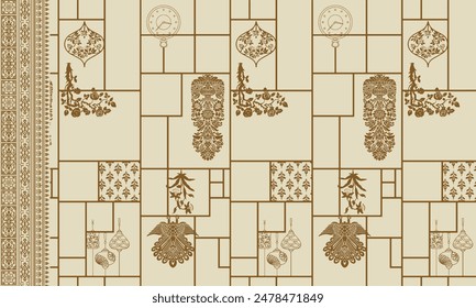 Textile digital design motif pattern décor hand made artwork for women cloth front back and dupatta print elements of frame gift card wallpaper border abstract baroque ornament paisley rugs ethnic etc