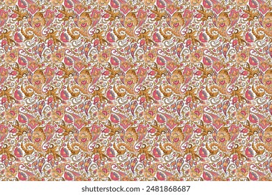 Textile digital design motif pattern hand made artwork suitable for women cloth designs  and dupatta print. Abstract shapes pattern carpet baroque Paisley ornament demask border.