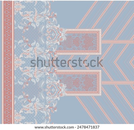 Textile digital design motif pattern décor hand made artwork for women cloth front back and dupatta print elements of frame gift card wallpaper border abstract baroque ornament paisley rugs ethnic etc