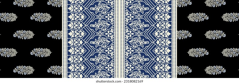 Textile digital design motif patterns ikat rugs paisley abstract vintage print on fabric.
