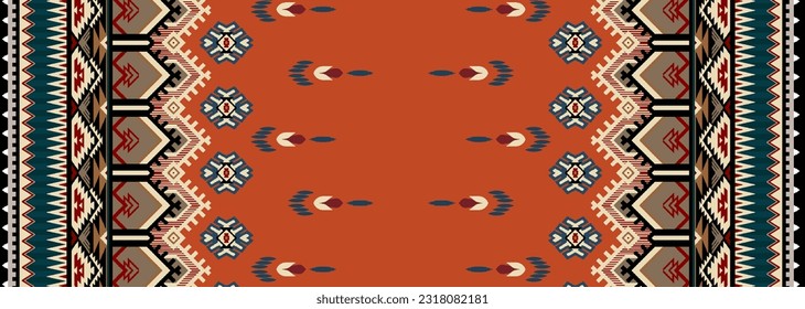 Motivos de diseño digital textil de patrones ikat alfombras paisley abstracta de la impresión vintage en tela.