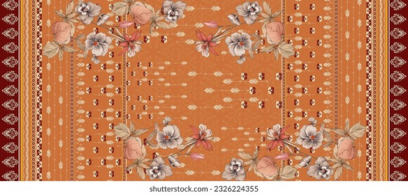 Textile Digital Design Motive Muster Ornament ikat ethnische Barock handgefertigte Kunstwerke abstrakte Muster Dekoration Retro-Stil Blumendetails geeignet für Frauen Stoffdruck-Druck