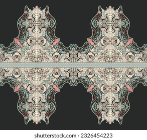 Textile digital design motif patterns ikat rugs paisley abstract vintage front back and dupatta print on fabric.