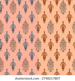 A Textile digital design Mughal motif decor ornament ethnic border pattern luxury flowers Ikat element traditional tattoo artist crossstitch seamless watercolor painting handmade artwork abstract shape wallpaper gift card frame for women's clothing front back with dupatta used in fabric industry.....etc.
