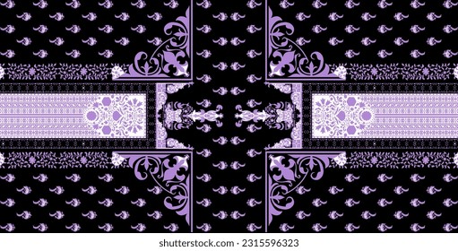 Textile digital design pattern motifs handmade drown print on fabric 