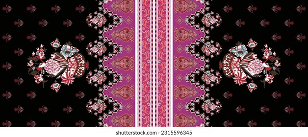 Textile digital design pattern motifs handmade drown print on fabric 