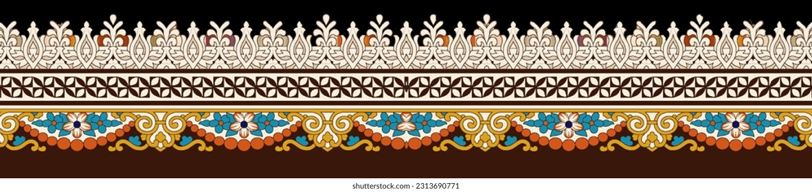 Textile digital ethnic style motif traditional thai baroque and ornaments shirt and dupatta abstract vintage luxury flowers suitable for women clothing wallpapers and gift cards abstract vintage etc.