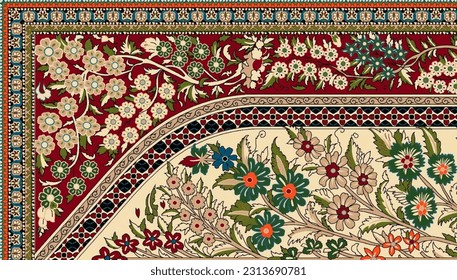 Textile digital ethnic style motif traditional thai baroque and ornaments shirt and dupatta abstract vintage luxury flowers suitable for women clothing wallpapers and gift cards abstract vintage etc.