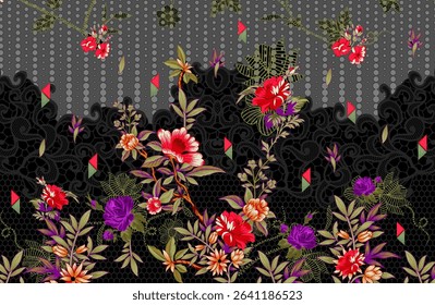 Textile digital ikat ethnic group background design Indiana border classical texture motif flowers retro Daman beautiful and handmade article abstract painting vintage style of damask wallpaper etc.