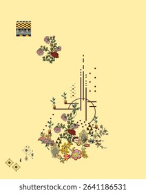 Textile digital ikat ethnic group background design Indiana border classical texture motif flowers retro Daman beautiful and handmade article abstract painting vintage style of damask wallpaper etc.