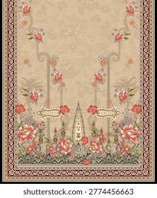 A textile Digital Indian Daman luxury flowers Ikat Ethnic Ornamental pattern Turkish Thai traditional tattoo artist crossstitch seamless watercolor paper Border Multi-Color strips floral dress print in febrics and shirt front back in dupattas classical walls motifs design handmade artwork abstract textured and etc.......
