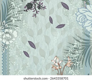 Textile digital Indiana border ikat ethnic Mughal pattern motif flower design traditional tattoo artist classic rock elemental vintage style abstract painting febric geometry Daman beautiful textured 