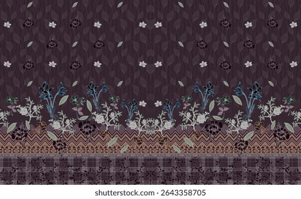 Textile digital Indiana border ikat ethnic Mughal pattern motif flower design traditional tattoo artist classic rock elemental vintage style abstract painting febric geometry Daman beautiful textured 