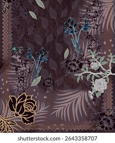 Textile digital Indiana border ikat ethnic Mughal pattern motif flower design traditional tattoo artist classic rock elemental vintage style abstract painting febric geometry Daman beautiful textured 