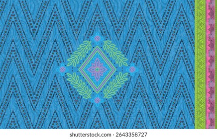 Textile digital Indiana border ikat ethnic Mughal pattern motif flower design traditional tattoo artist classic rock elemental vintage style abstract painting febric geometry Daman beautiful textured 