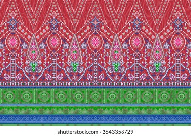 Textile digital Indiana border ikat ethnic Mughal pattern motif flower design traditional tattoo artist classic rock elemental vintage style abstract painting febric geometry Daman beautiful textured 