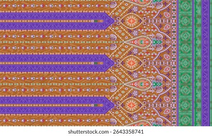 Textile digital Indiana border ikat ethnic Mughal pattern motif flower design traditional tattoo artist classic rock elemental vintage style abstract painting febric geometry Daman beautiful textured 