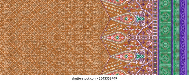 Textile digital Indiana border ikat ethnic Mughal pattern motif flower design traditional tattoo artist classic rock elemental vintage style abstract painting febric geometry Daman beautiful textured 