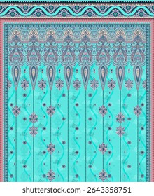 Textile digital Indiana border ikat ethnic Mughal pattern motif flower design traditional tattoo artist classic rock elemental vintage style abstract painting febric geometry Daman beautiful textured 