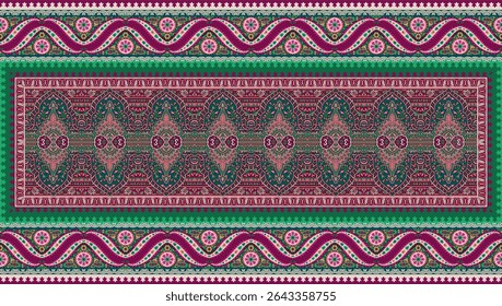 Textile digital Indiana border ikat ethnic Mughal pattern motif flower design traditional tattoo artist classic rock elemental vintage style abstract painting febric geometry Daman beautiful textured 